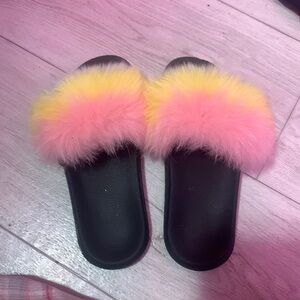 pastel colored fluffy slides